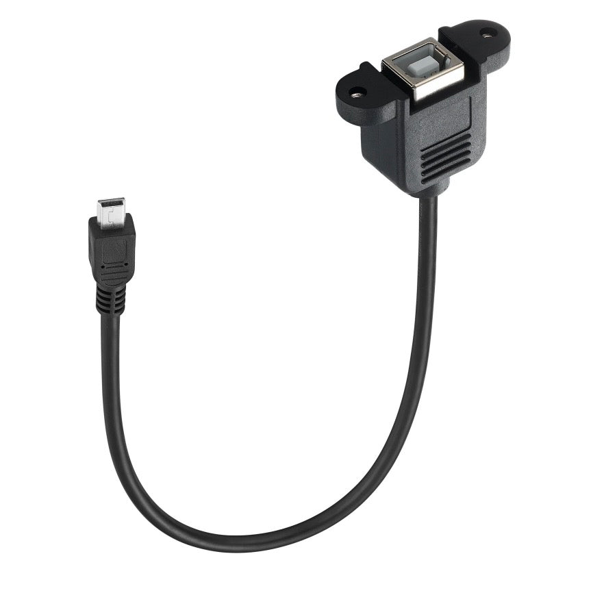 Angled Mini USB 5-pin male connector options for tight installations