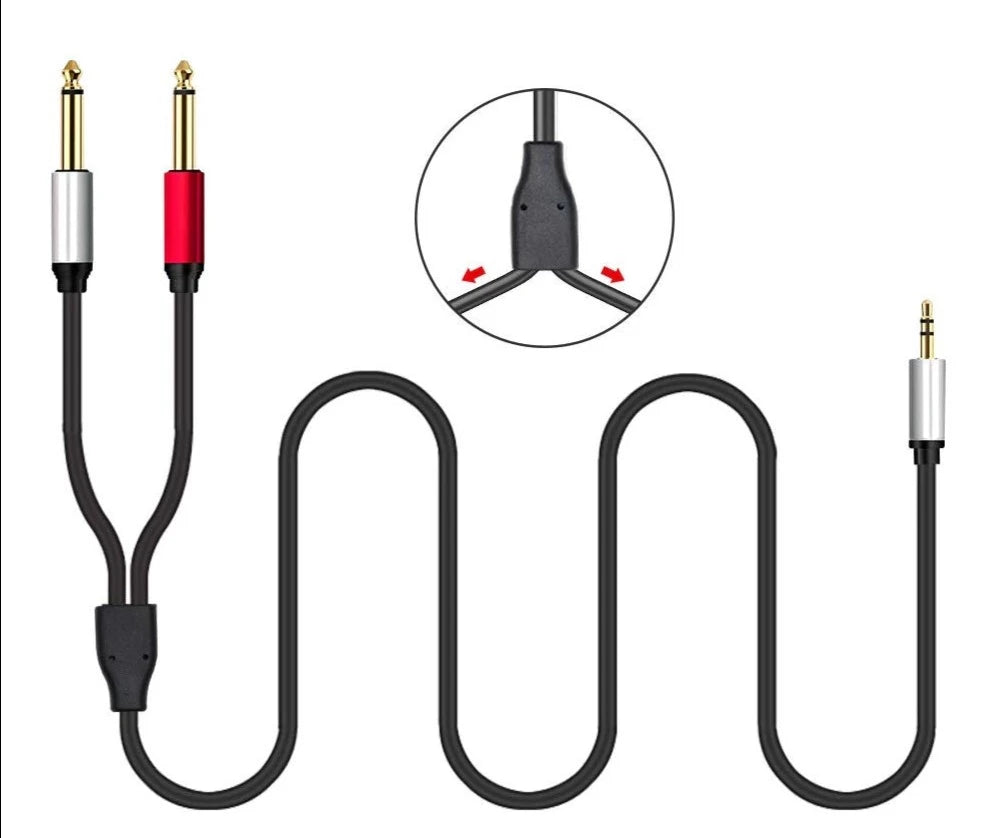 Audio Y splitter cable for mixers and instrument