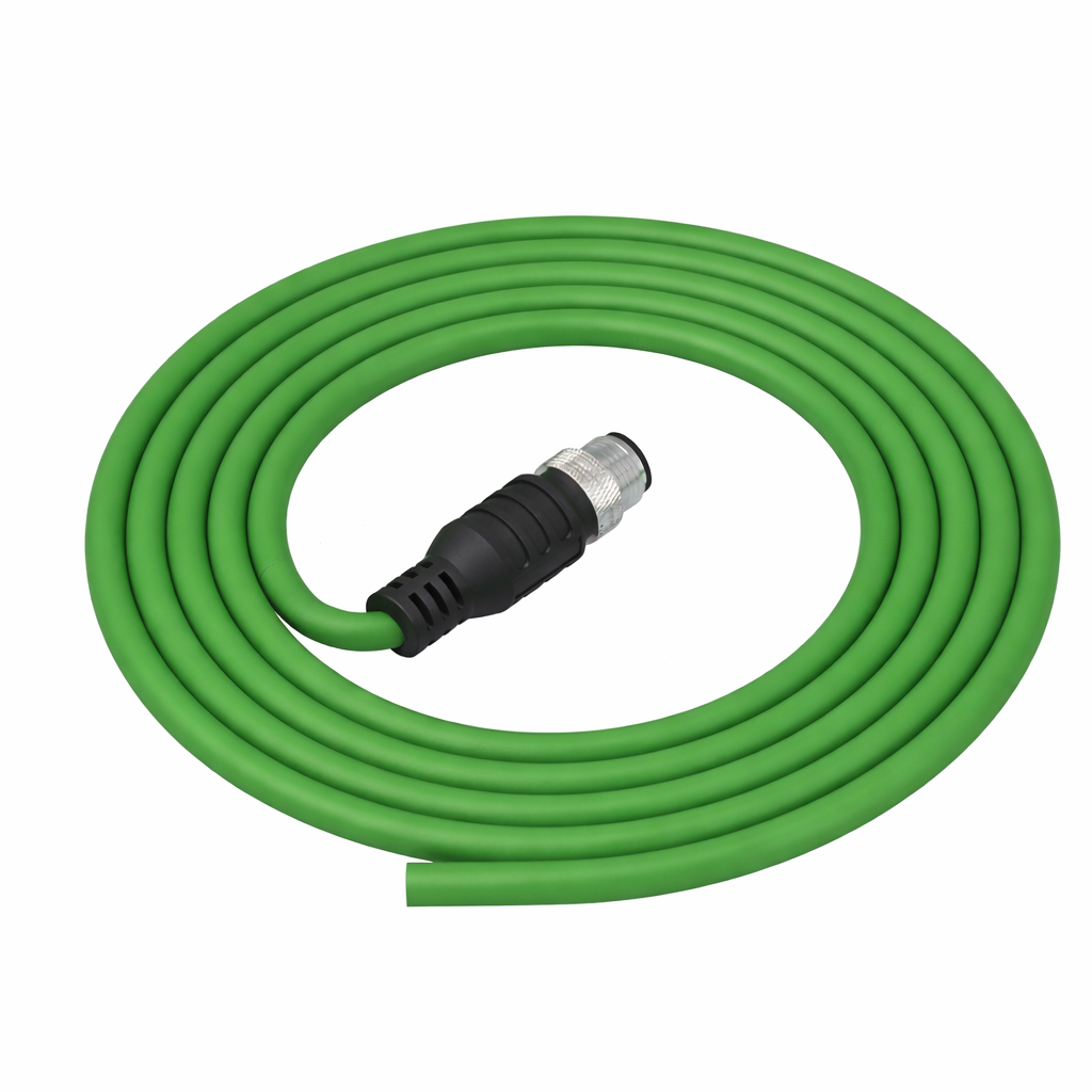 Black PUR M12 A-coded drag chain sensor cable assembly