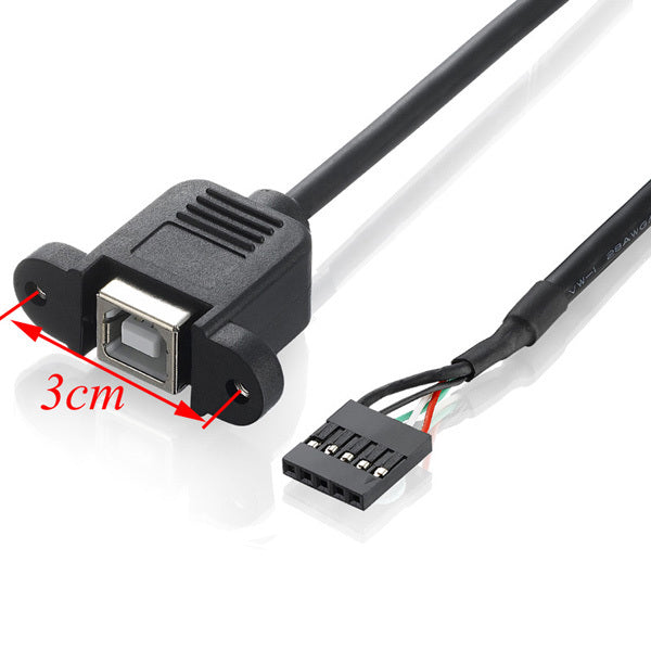 2.54mm 5Pin Header Female to USB 2.0 Type B Female Panel Mount Cable