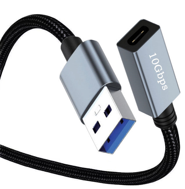 USB A 3.0 connector to USB Type C female port close up