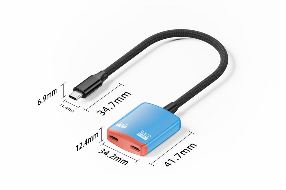 USB C adapter cable with aluminium housing