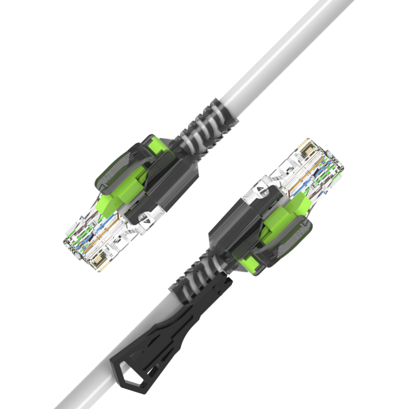 CAT6A SmartLAN locking patch cable with colour lock cylinder and RJ45 plugs