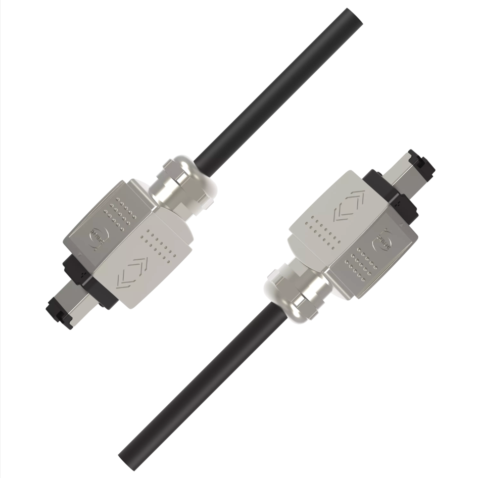 Industrial CAT6A shielded RJ45 10G Ethernet cable with Harting PushPull connectors
