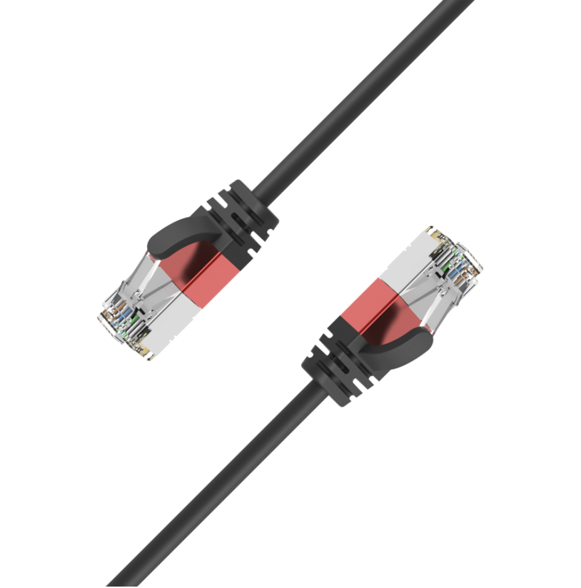CAT6A slim Ethernet patch cable with aluminium alloy RJ45 connectors