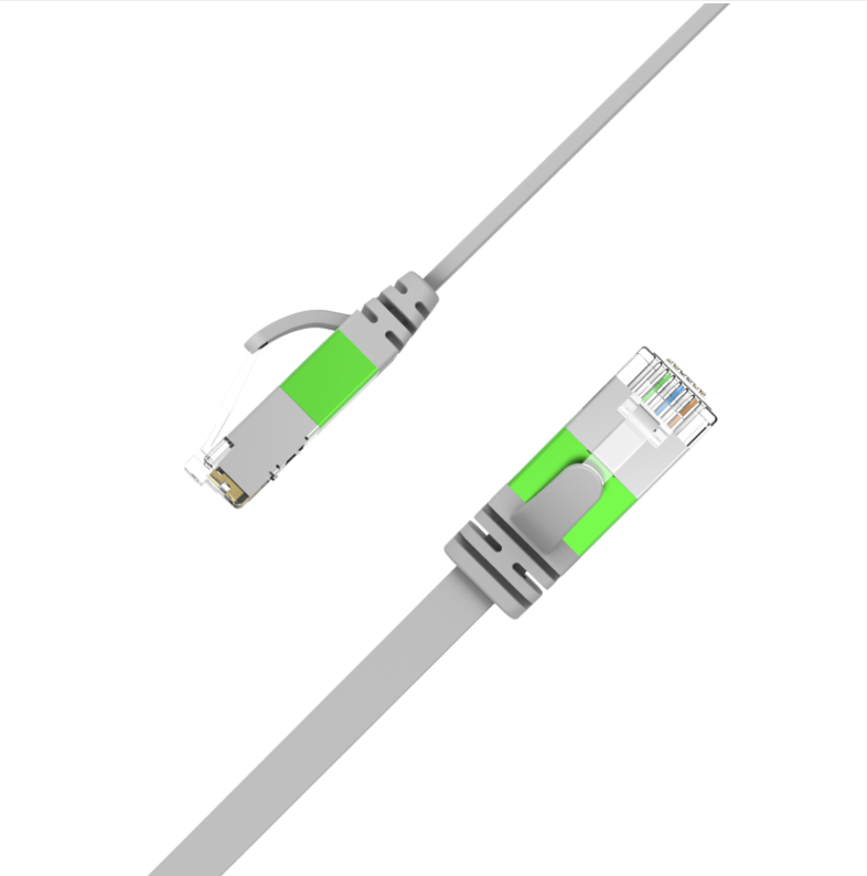 CAT7 flat Ethernet patch cable with aluminium alloy RJ45 connectors
