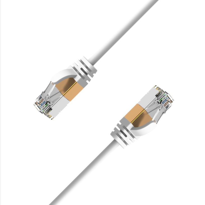 CAT8 slim Ethernet patch cable with aluminium alloy RJ45 connectors
