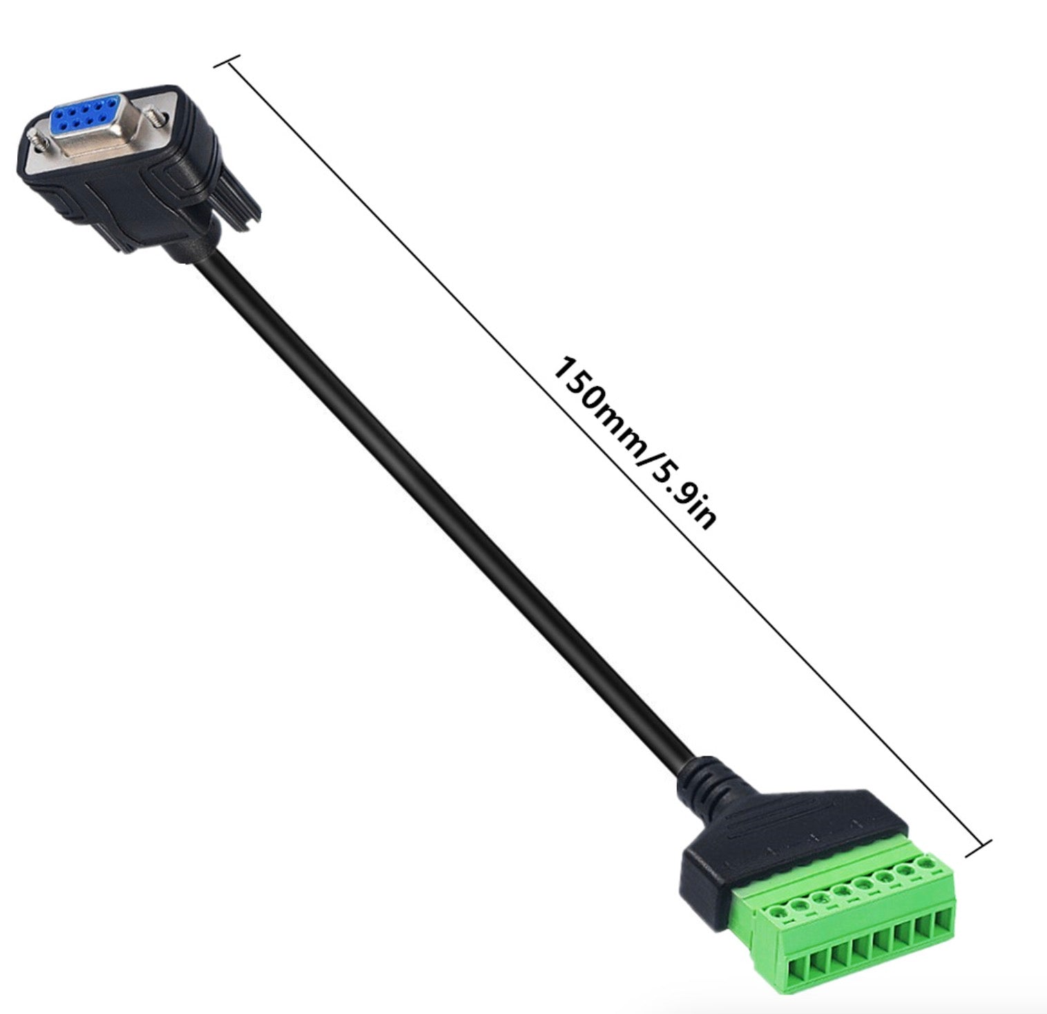 RS232 DB9 female serial cable with 8 pin terminal block connector