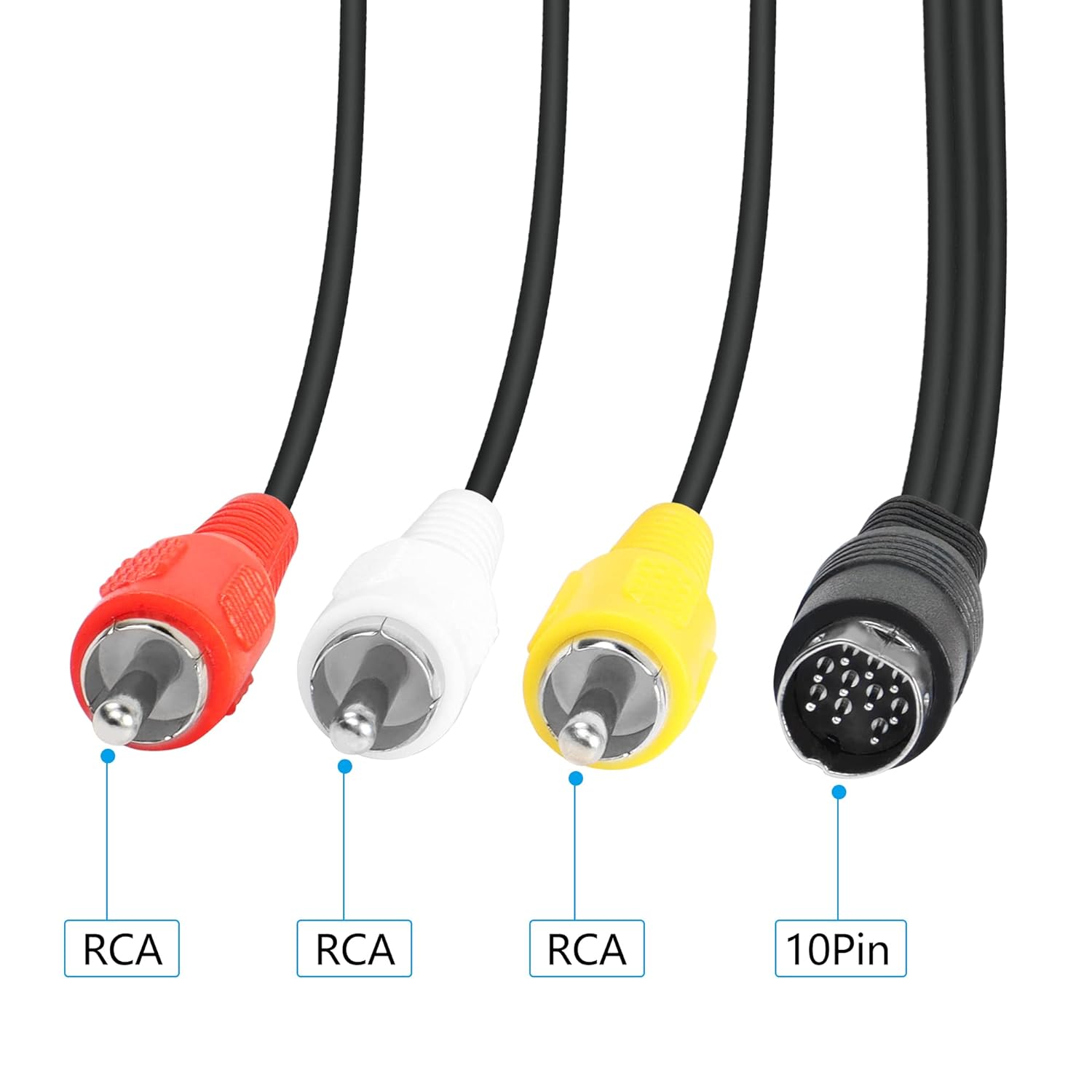 DIN 10 pin to RCA composite AV cable 1.8m