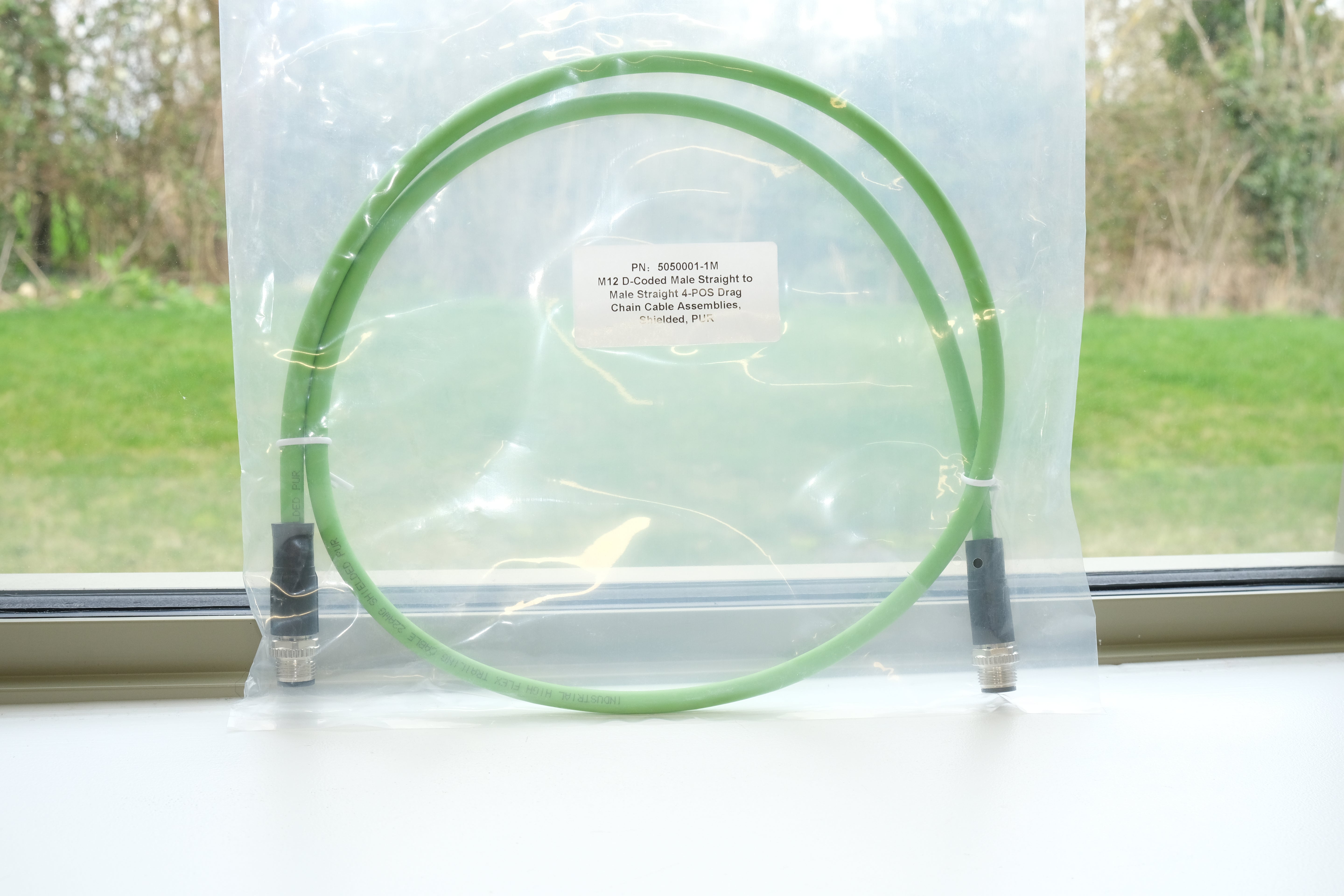 M12 D-Coded Male to Male Straight 4-Pin Ethernet Cable