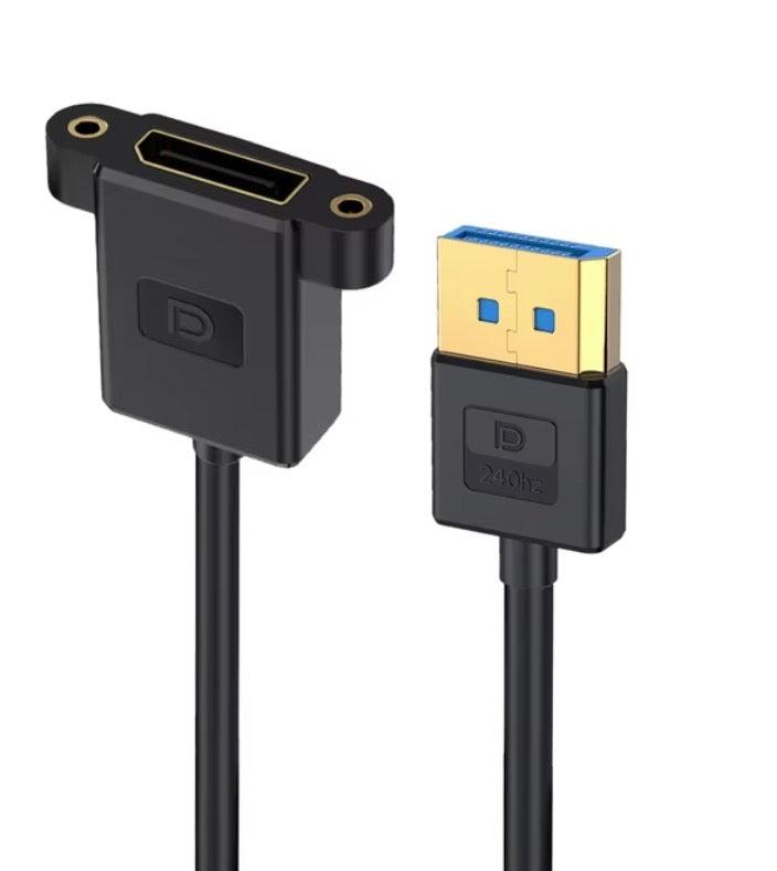 Straight DisplayPort panel mount silicone extension lead