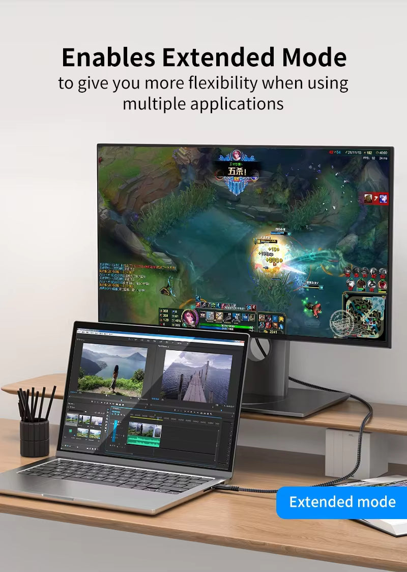 USB-C to DisplayPort 2.1 Cable – Bi-Directional 16K 30Hz, 80Gbps High-Speed Display Port Adapter Cord