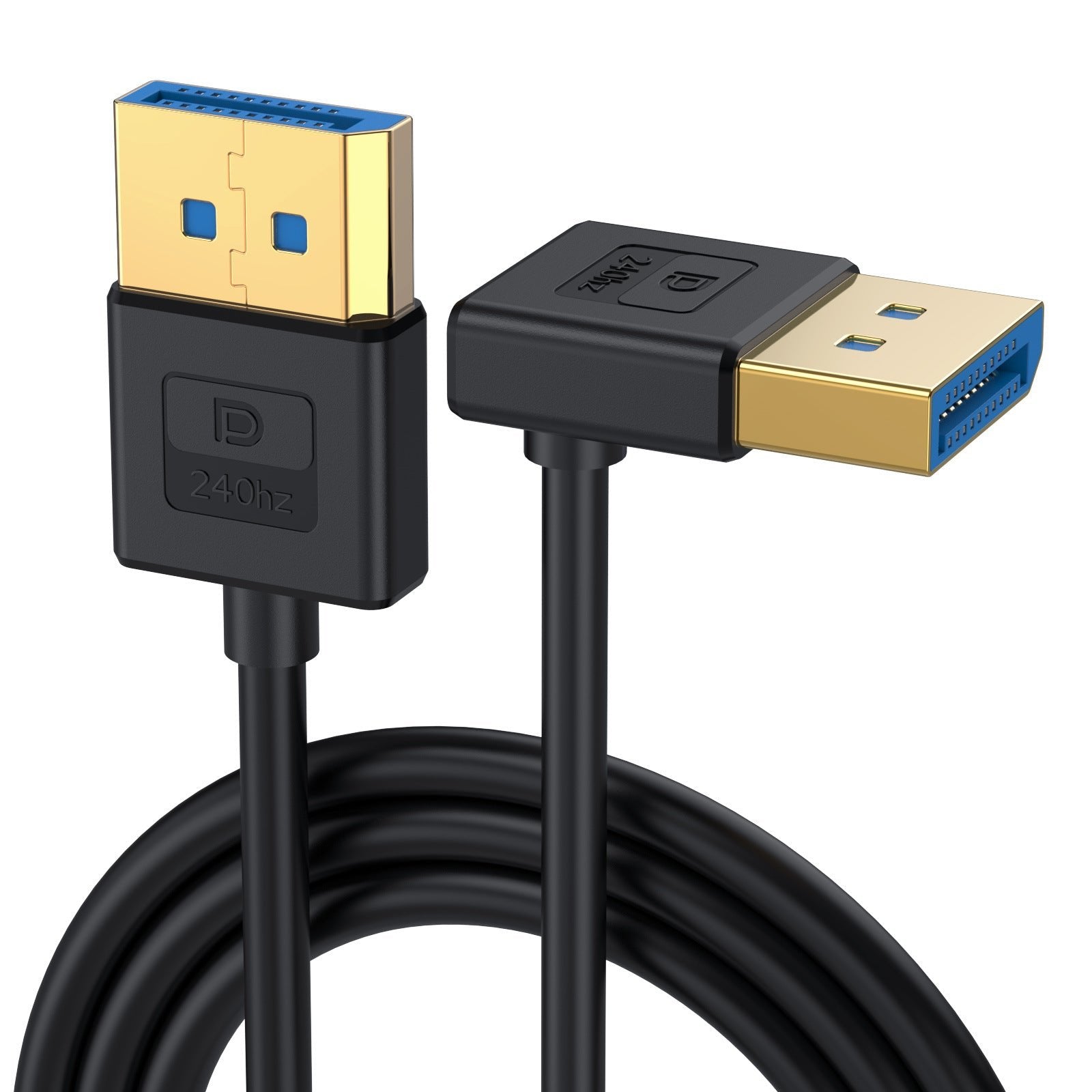 High refresh DisplayPort down angle cable