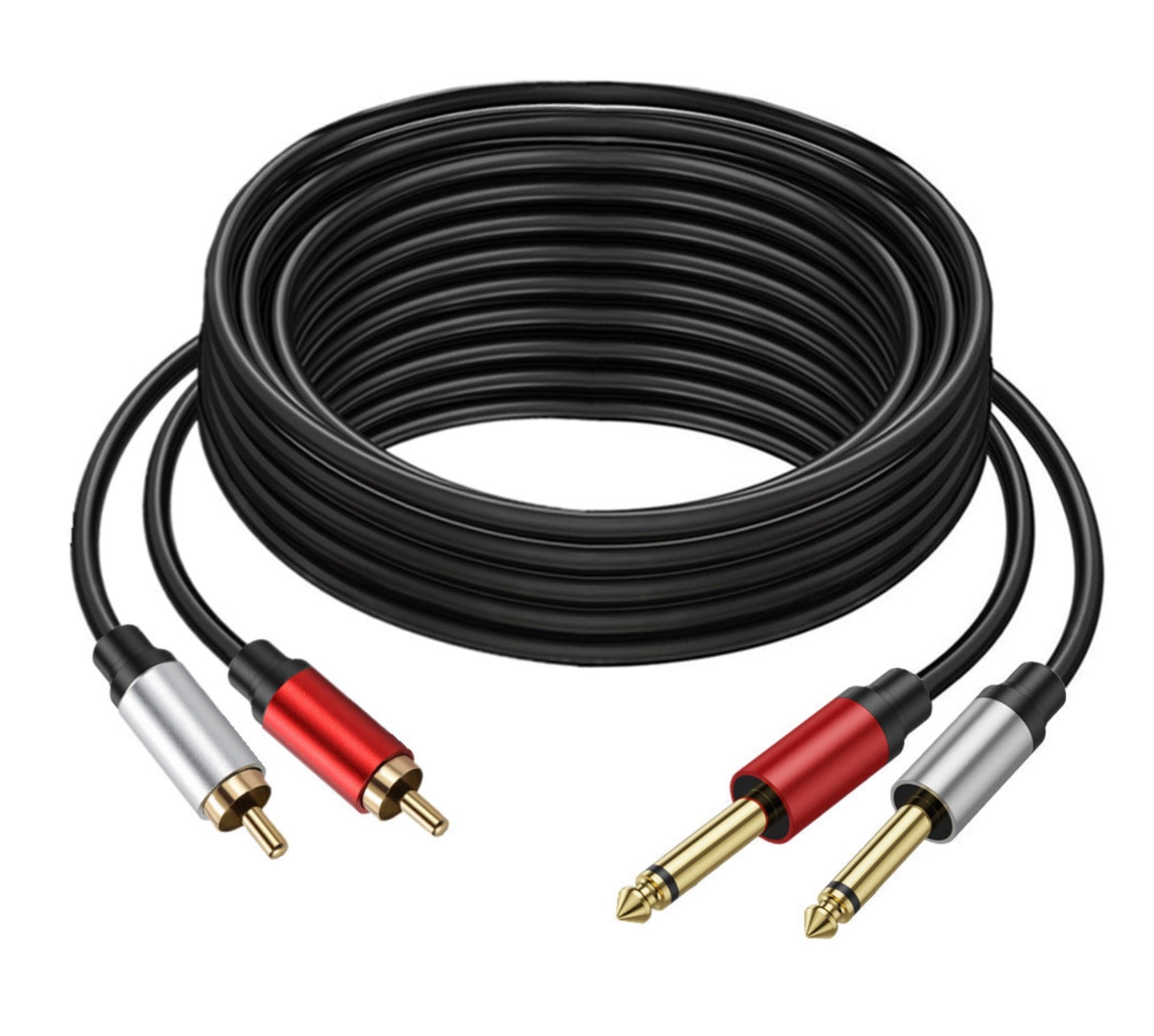 Dual 1/4 inch TS to RCA audio cable