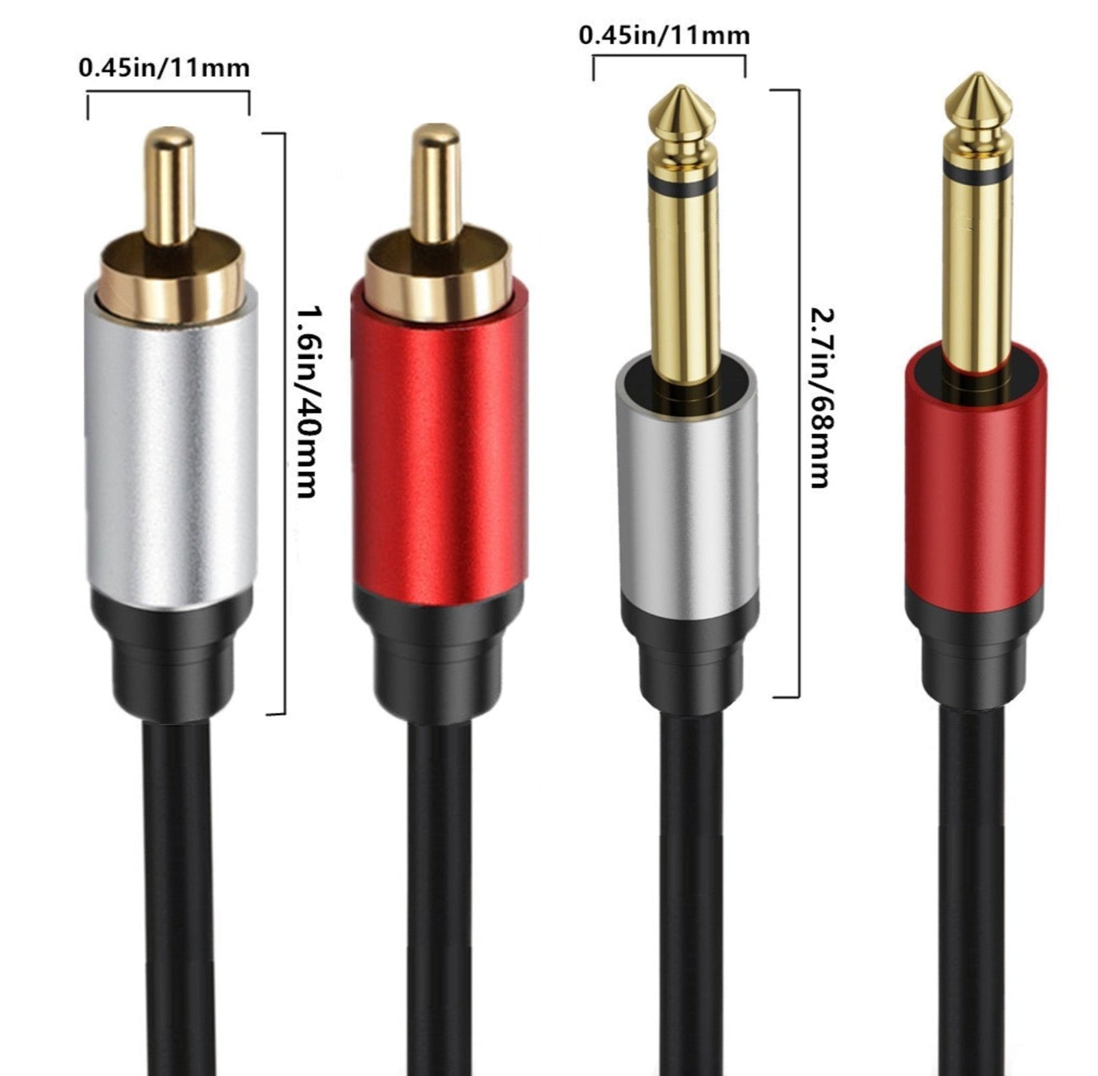 6.35mm to RCA stereo audio cable