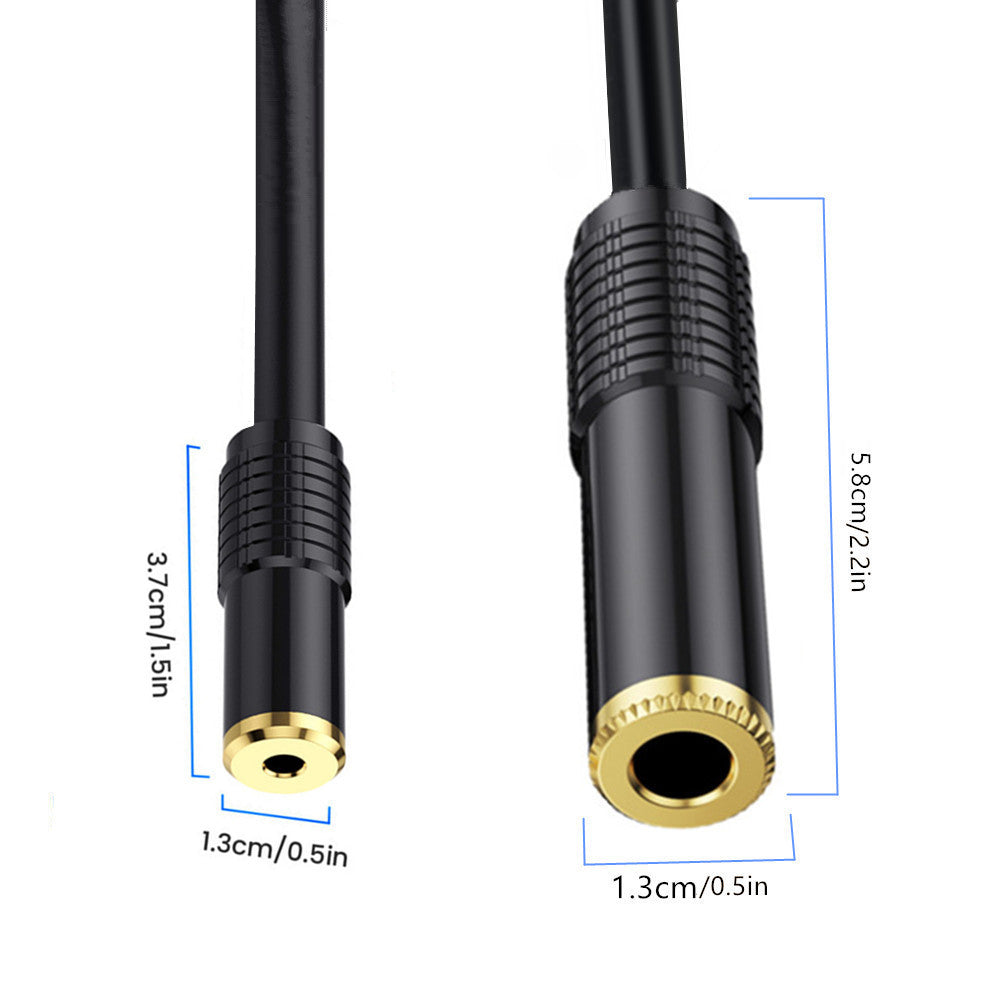3.5mm to 6.35mm TRS female to female stereo audio cable