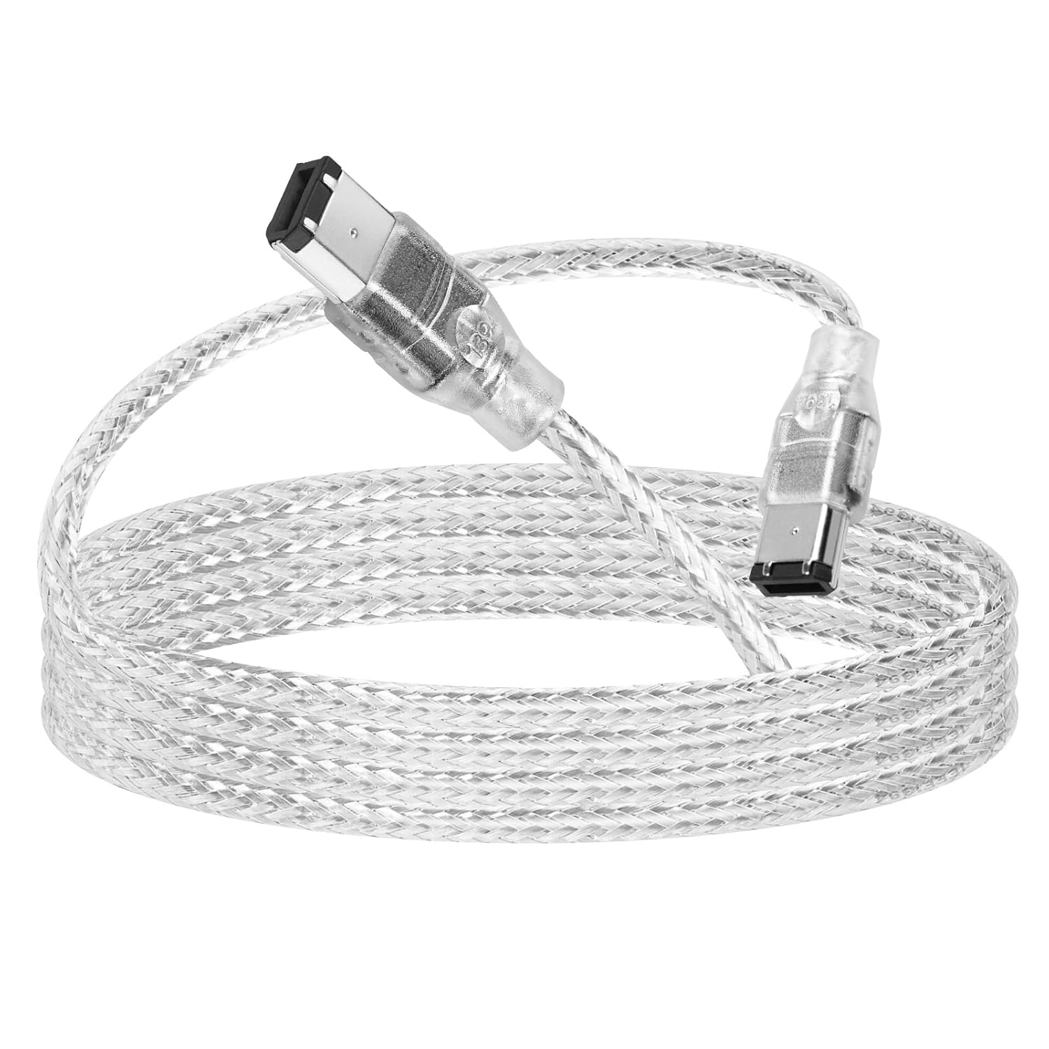 USB cable with braided design on a white background