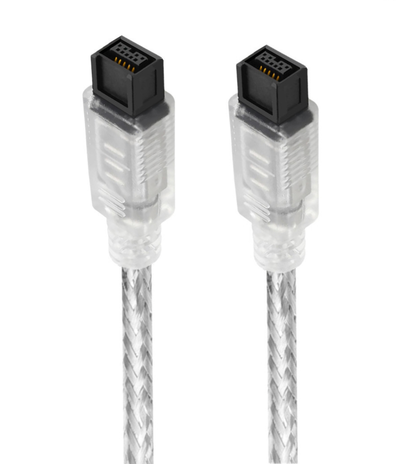FireWire IEEE 1394B 9-pin to 9-pin cable with transparent connectors for high-speed data transfer