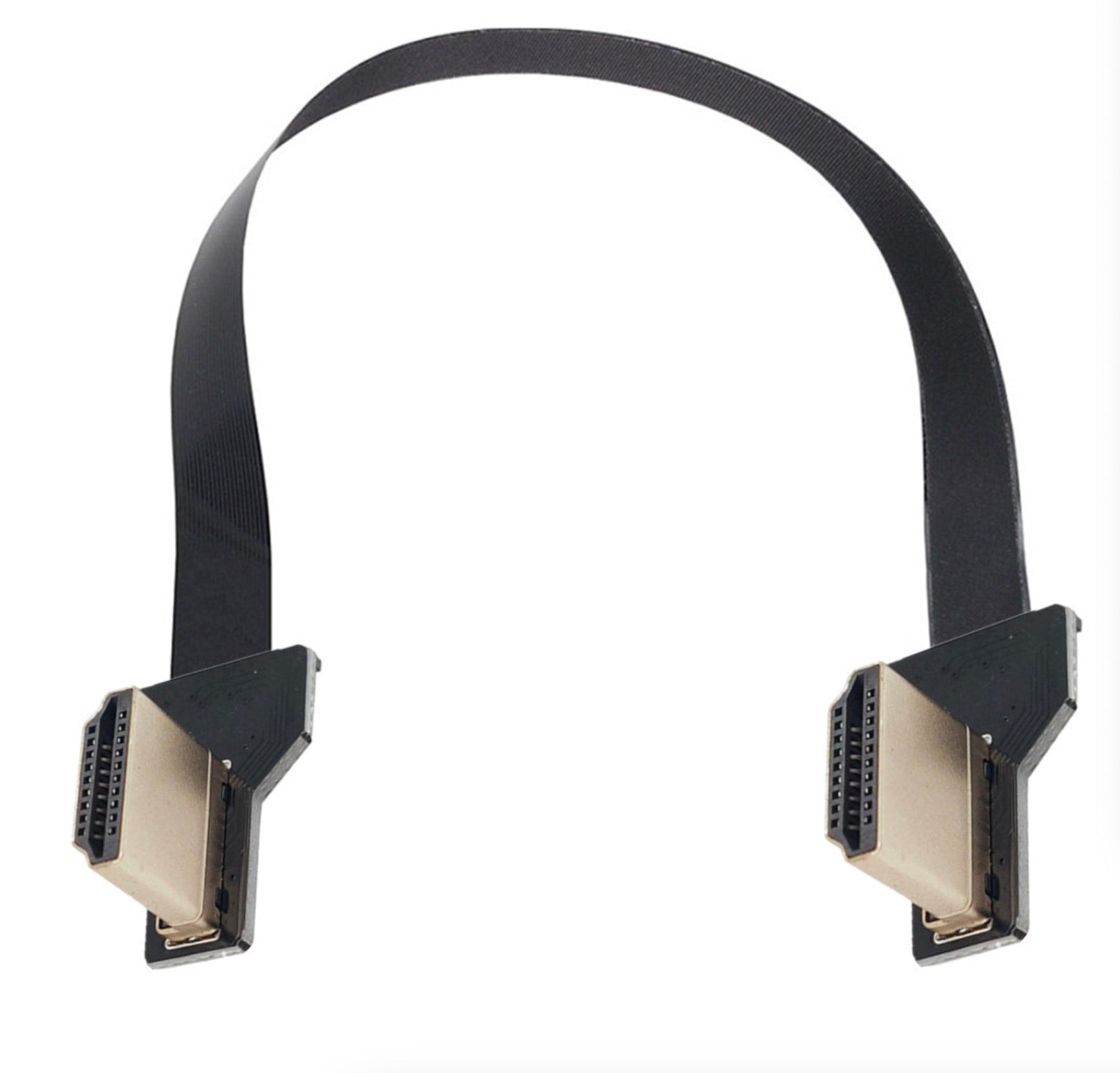 A black HDMI FPV cable with a standard HDMI male interface on both ends, designed for short, flexible connections in video transmission applications.