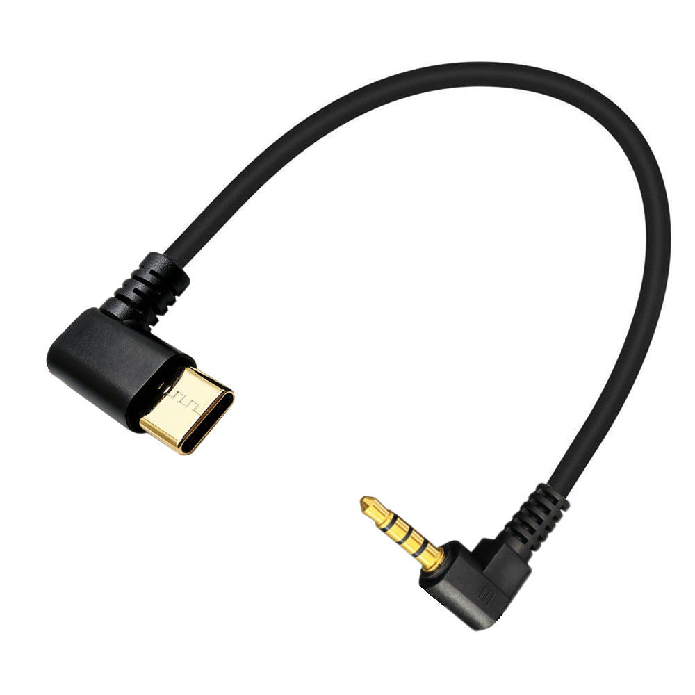 Full-length black USB-C to 3.5mm analogue audio cable