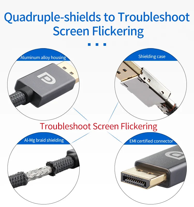 8K DisplayPort 1.4 Cable (2M) | 8K 60Hz, 4K 144Hz, Ultra High-Speed DP for PC & Gaming Monitors