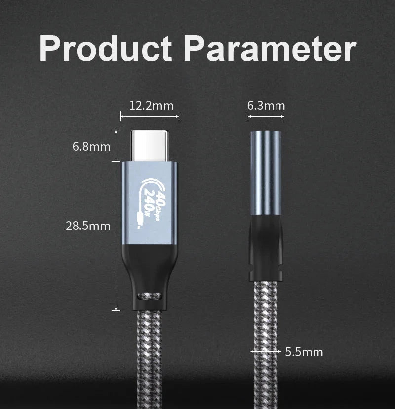 USB Type-C Extension Cable 40Gbps – USB-C Male to Female High-Speed Data & Charging Cord