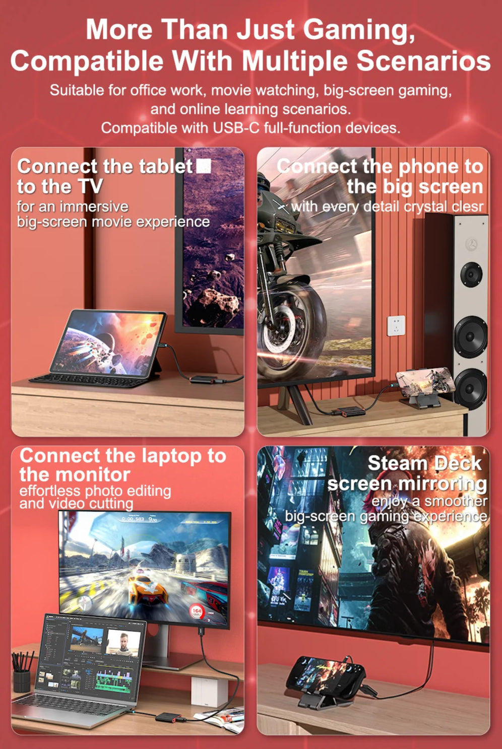 3-in-1 Switch Docking Station – 4K 60Hz UHD Screen Mirroring & Multi-Function Charging Adapter for Nintendo Switch 2 / TV