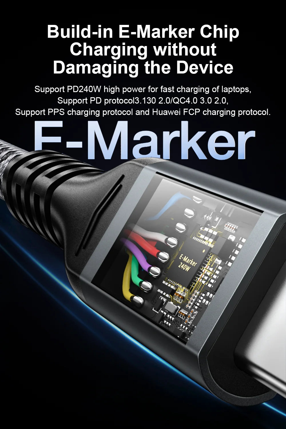 USB-C to USB-C Charging Cable, 240W with E-Mark Chip | USB4 Data Transfer, Thunderbolt 3/4 Compatible