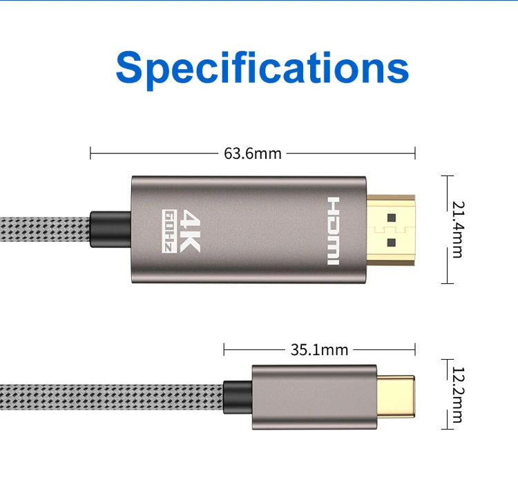 USB C to HDMI Video Cable 4K 60Hz 2m