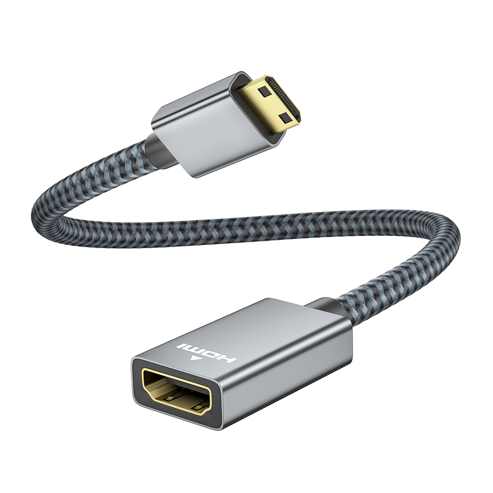 HDMI cable adapter with braided design on a white background