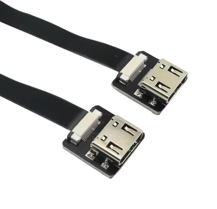 Low profile HDMI female to female ribbon cable