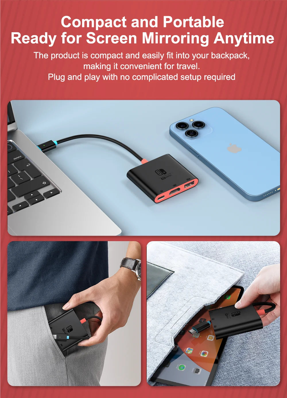 3-in-1 Switch Docking Station – 4K 60Hz UHD Screen Mirroring & Multi-Function Charging Adapter for Nintendo Switch 2 / TV