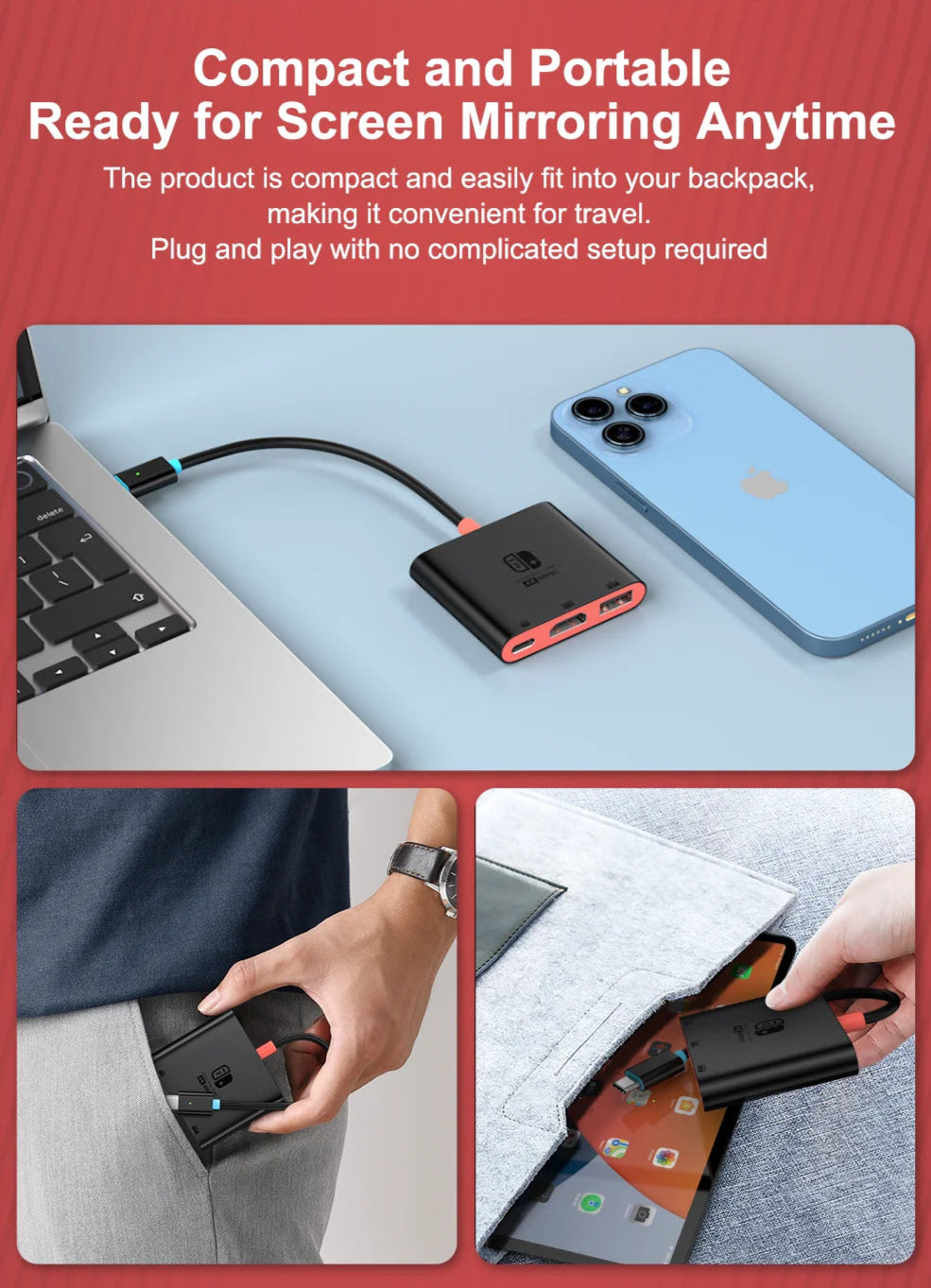 3-in-1 Switch Docking Station – 4K 60Hz UHD Screen Mirroring & Multi-Function Charging Adapter for Nintendo Switch 2 / TV