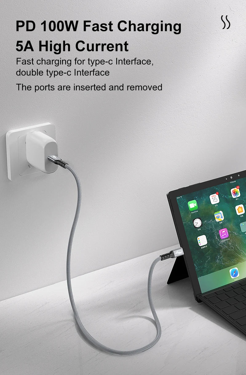 USB4 Type-C Charging Cable 0.5m | PD 100W Fast Charge, 40Gbps Data Transfer, 8K 60Hz, Thunderbolt 3 Compatible