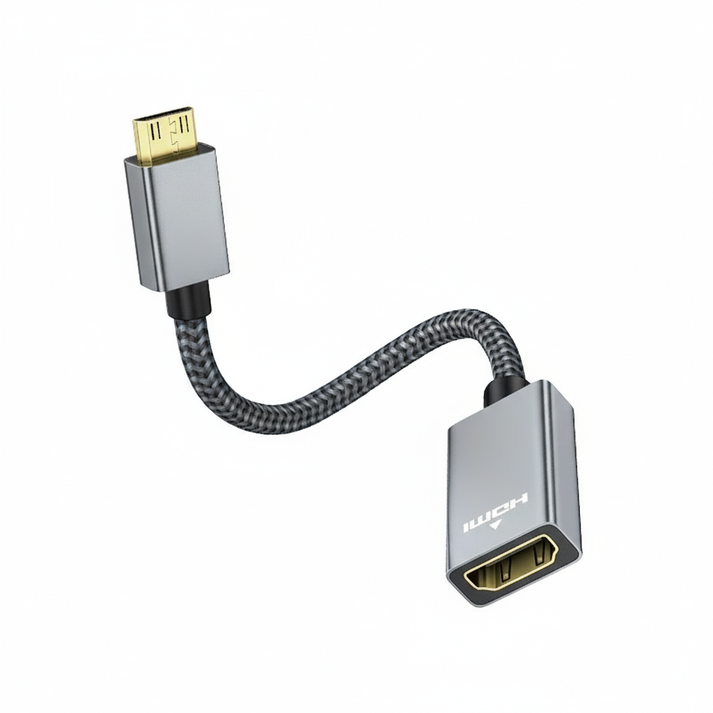 HDMI to DisplayPort adapter cable on a white background