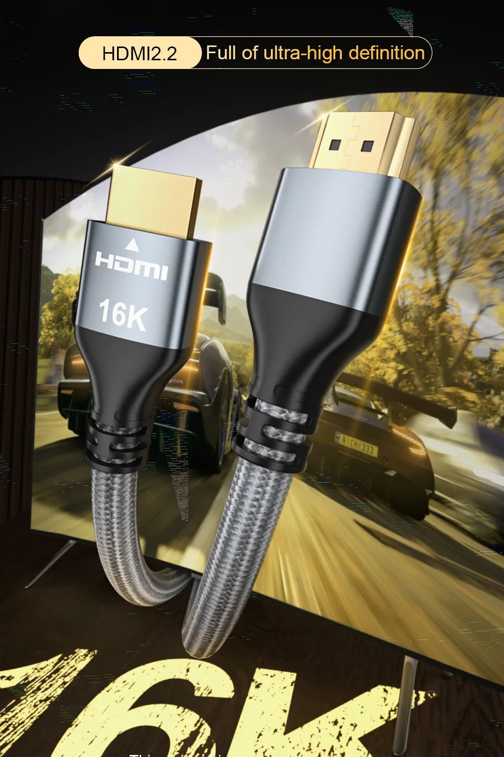 Ultra96 HDMI Cable 16K 60Hz / 10K 120Hz / 8K 240Hz – High Speed HDMI Lead for Gaming Monitors & Professional AV