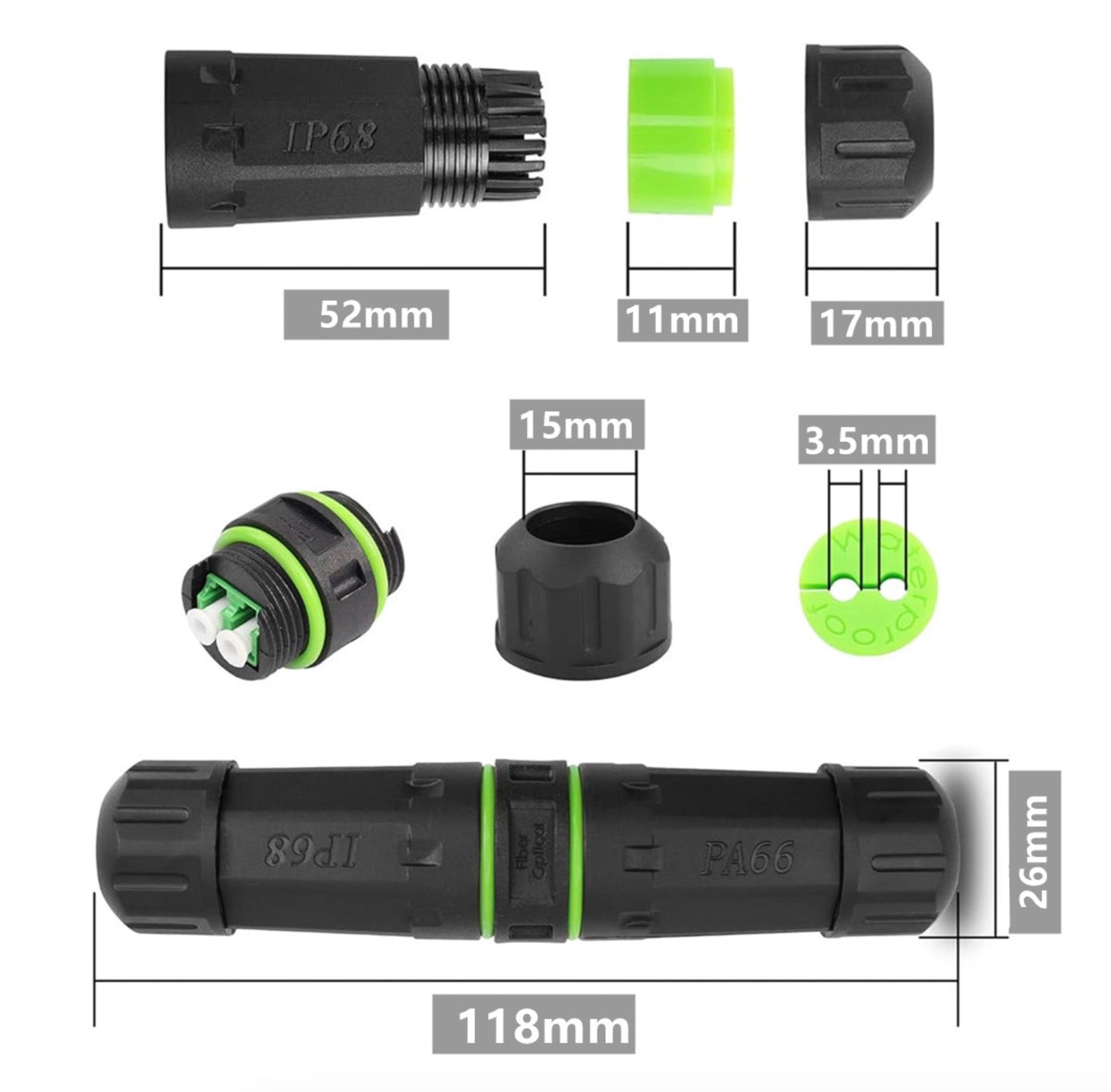 IP68 waterproof LC to LC fibre optic coupler outdoor connector