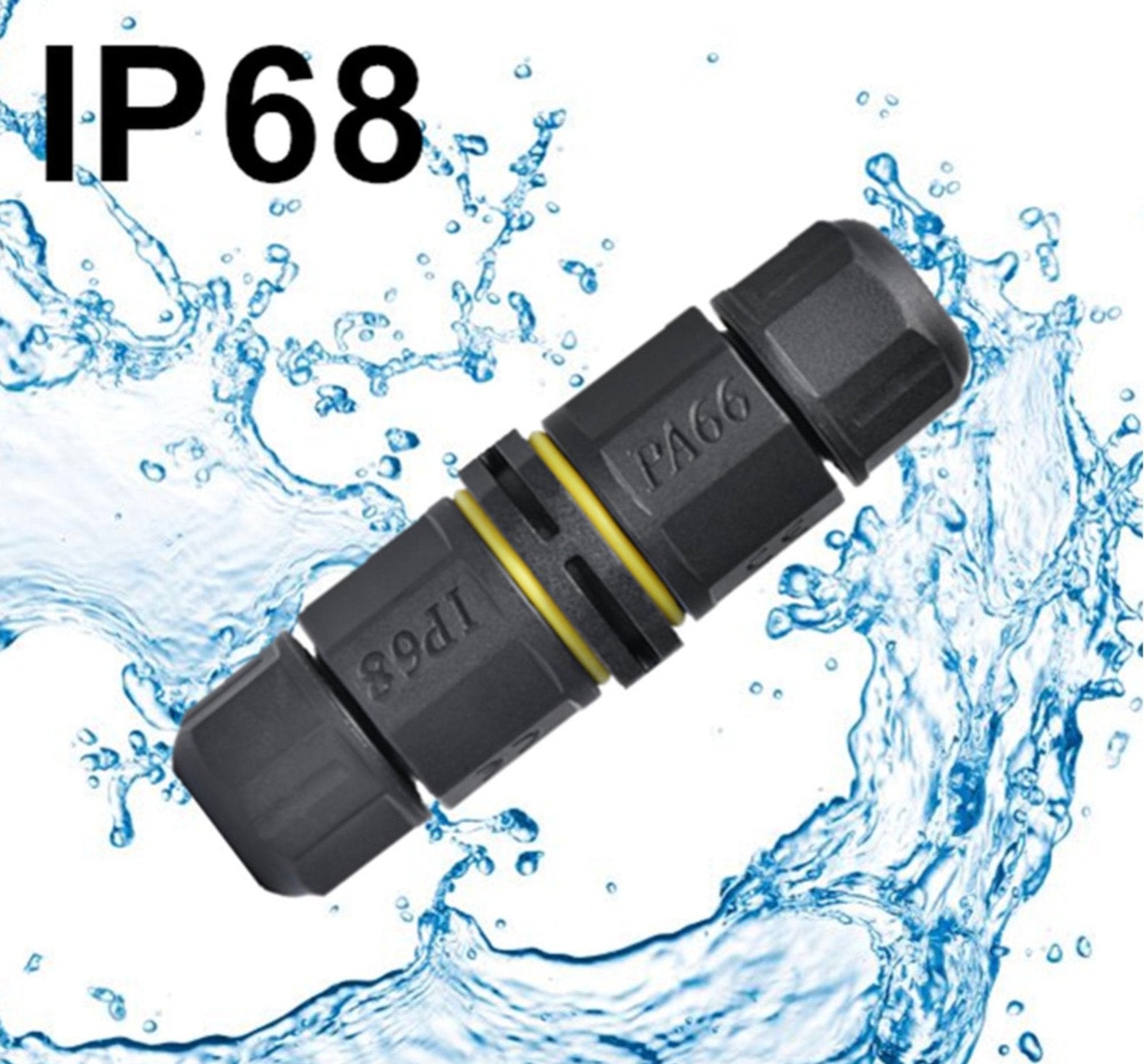 Weatherproof IP68 power cable junction connector sleeve