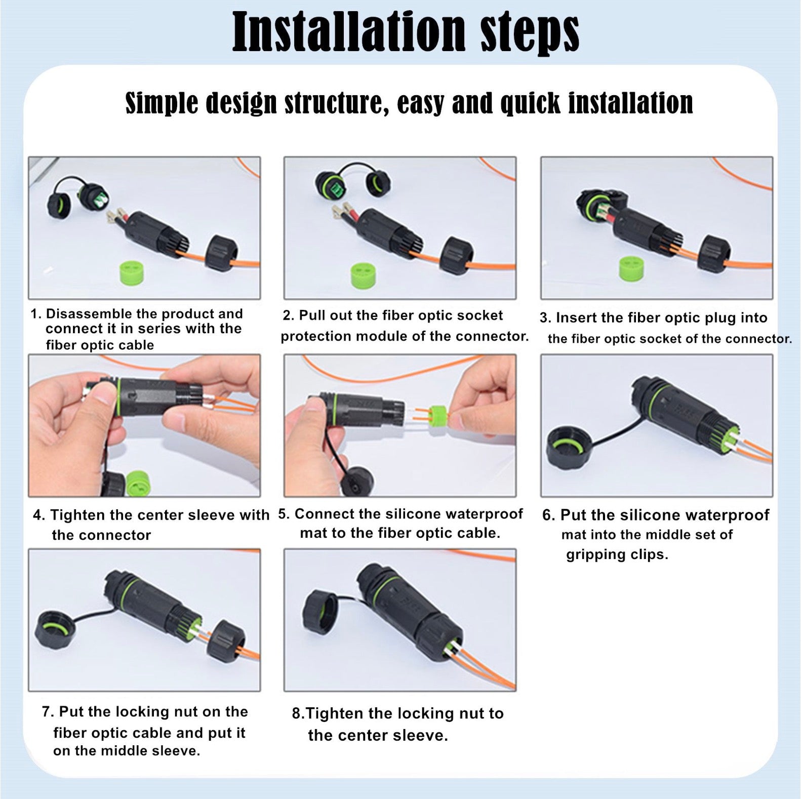 Outdoor LC-LC fibre optic waterproof connector for network extension