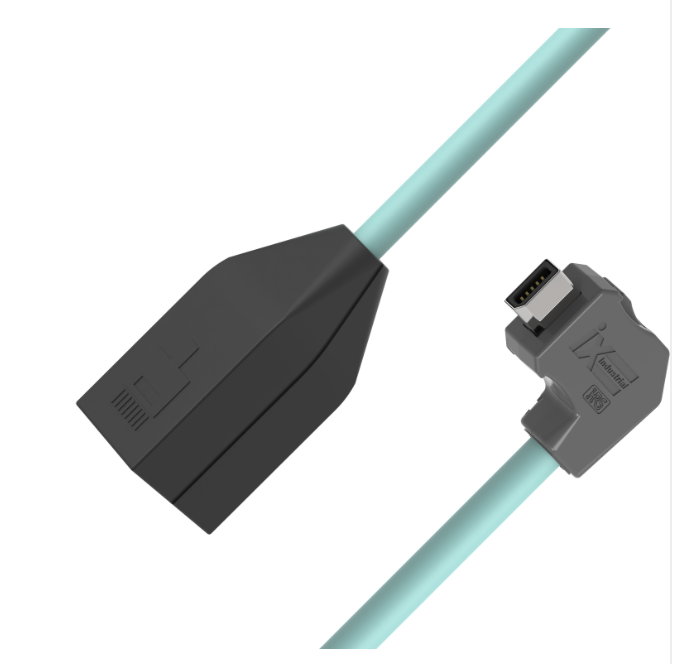 IX A-key downward angled to RJ45 female CAT6A Ethernet cable