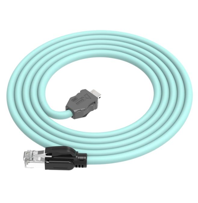 Keyed Rj45 Plug IX A-Key to RJ45 Male CAT6A Industrial Ethernet Cable | TPE