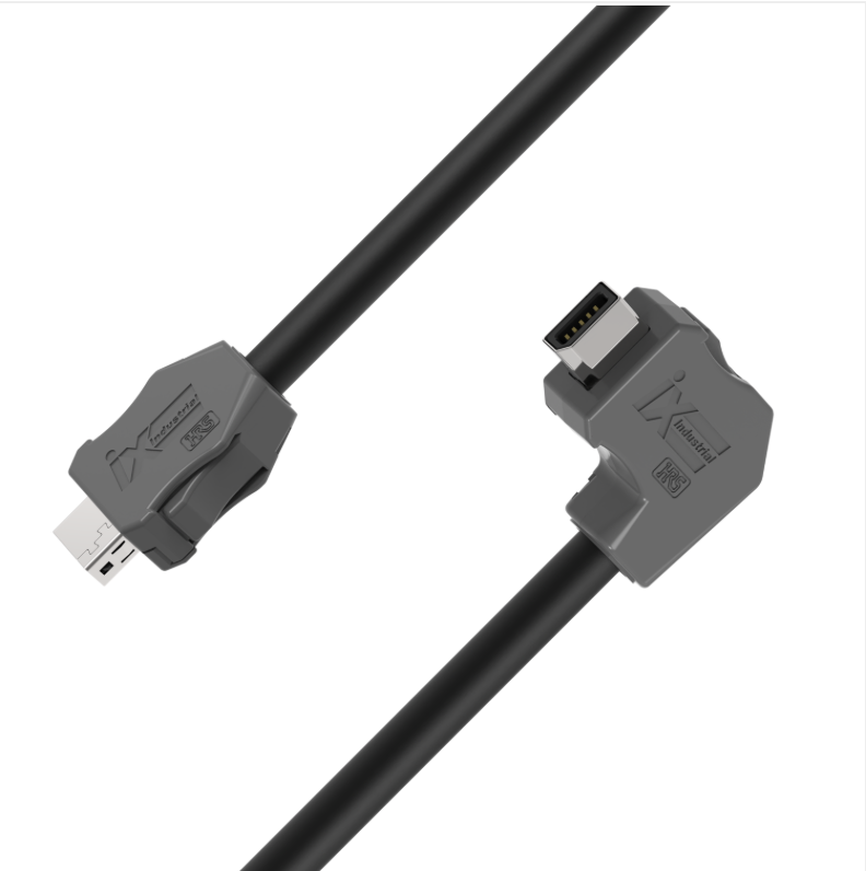 IX industrial CAT6A Ethernet cable down angled connectors