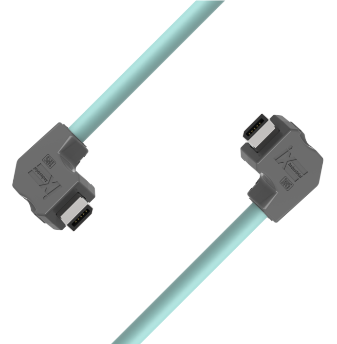 IX industrial CAT6A Ethernet cable with IX B Key up angled connectors