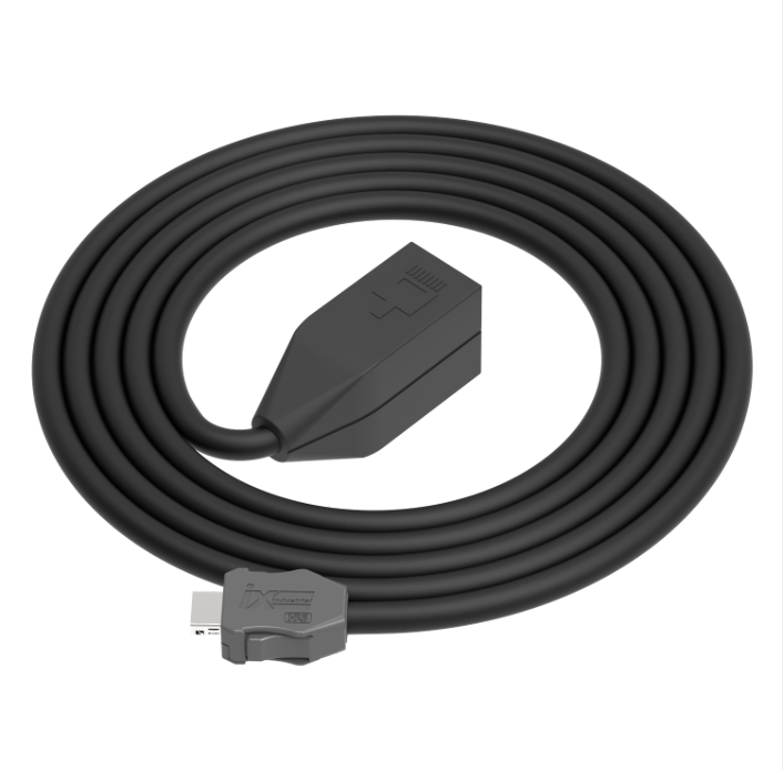 Industrial CAT6A IX B-Key to RJ45 female Ethernet cable assembly