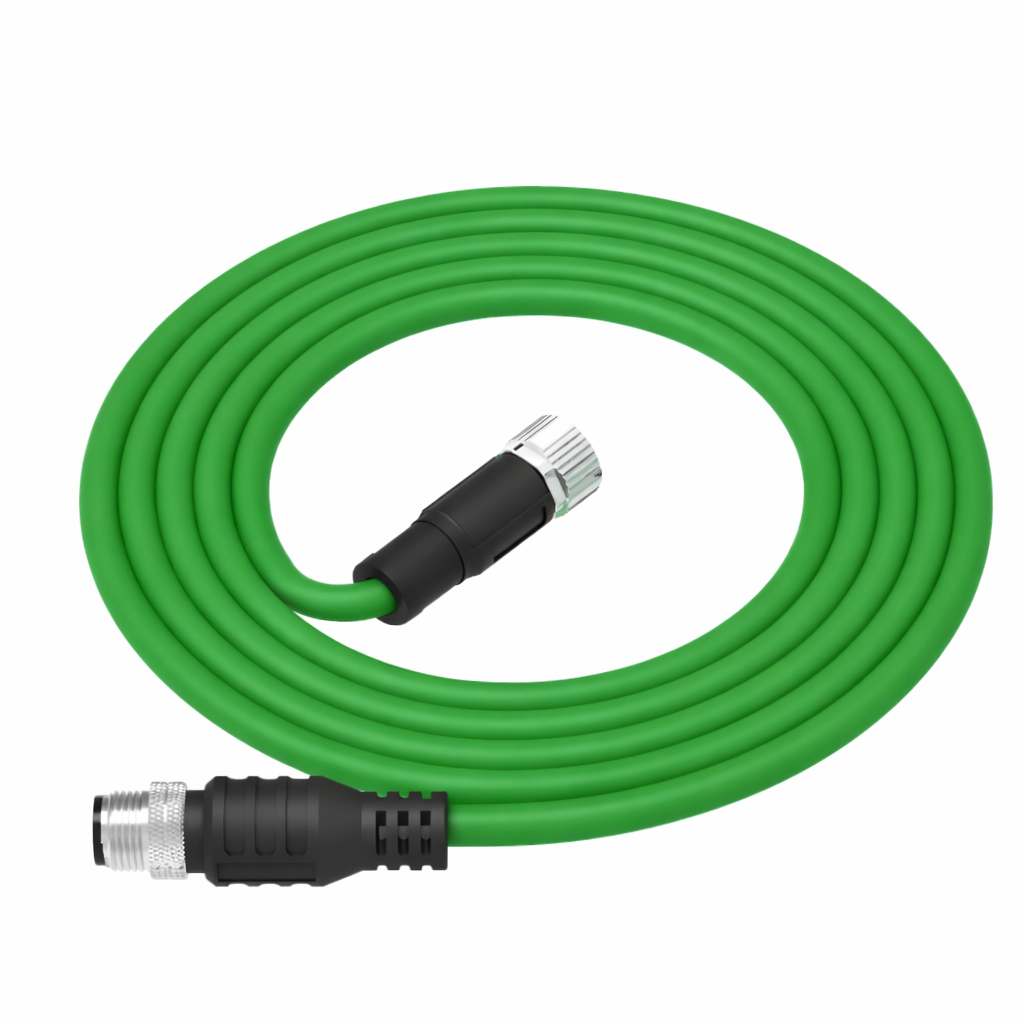 Industrial M12 A-coded IP67 male to female drag chain cable