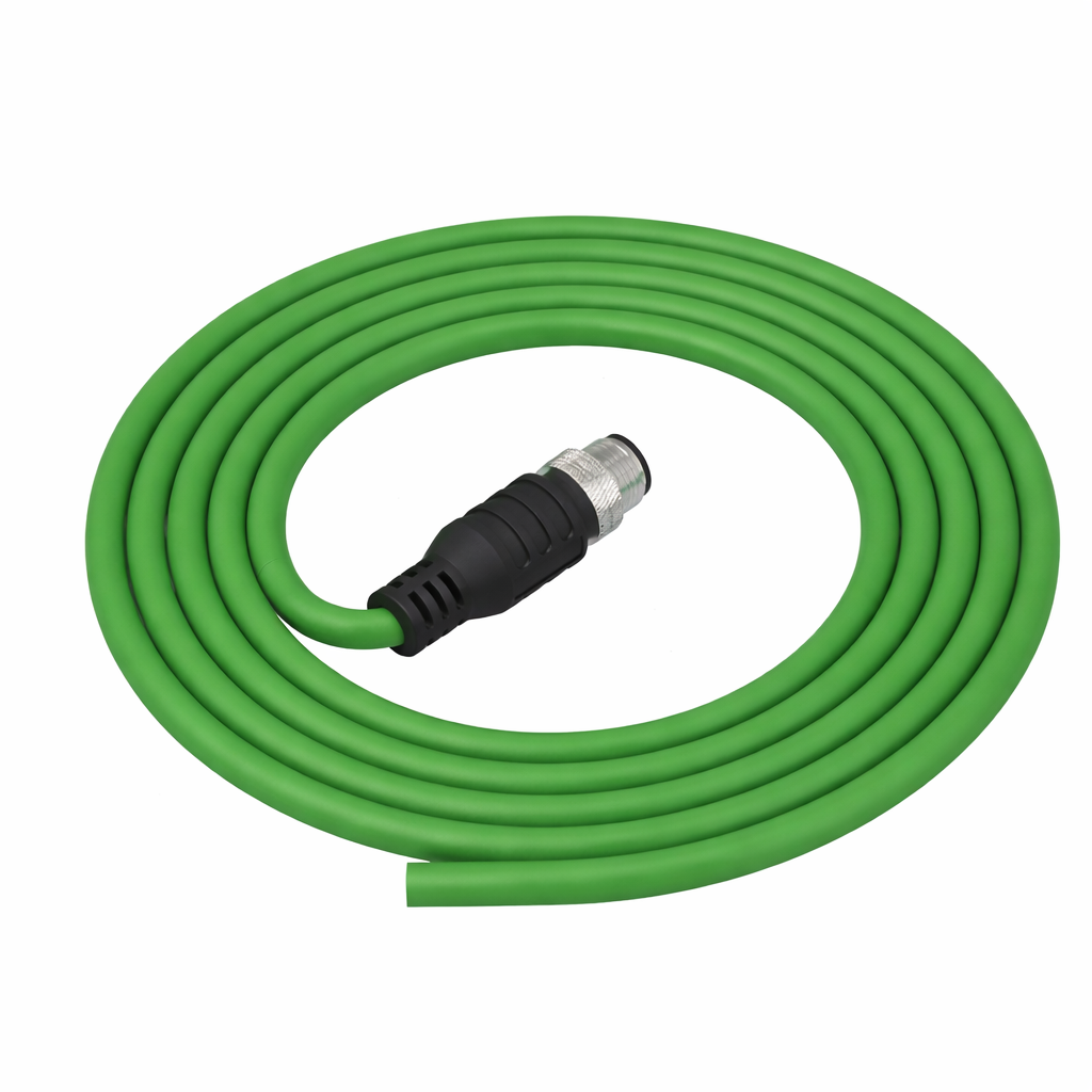 Industrial M12 A-coded IP67 male connector with open cable end