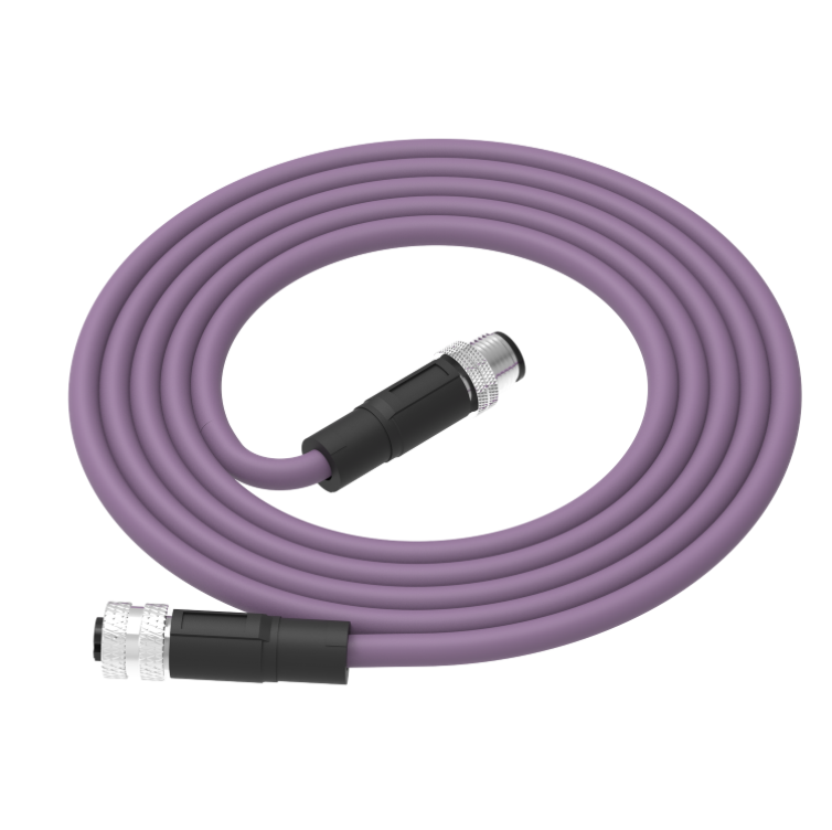 Industrial M12 B-code 5-pin shielded drag chain cable