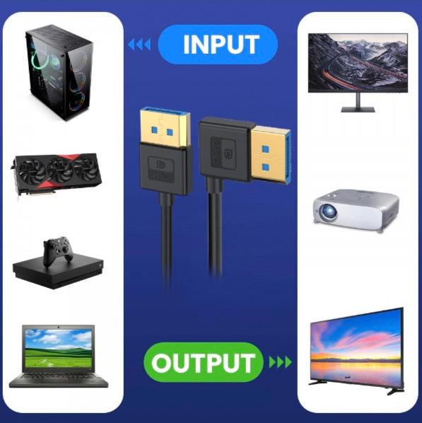 DP to DP left angle cable for monitor