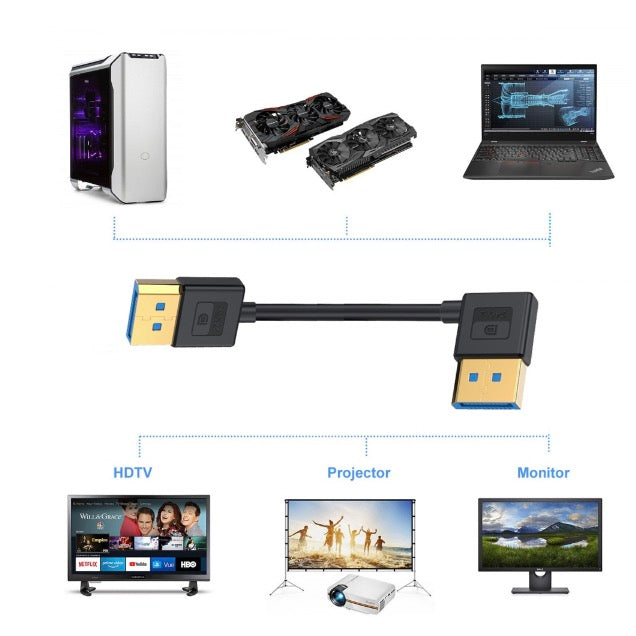 DisplayPort 1.4 left angle DP to DP cable