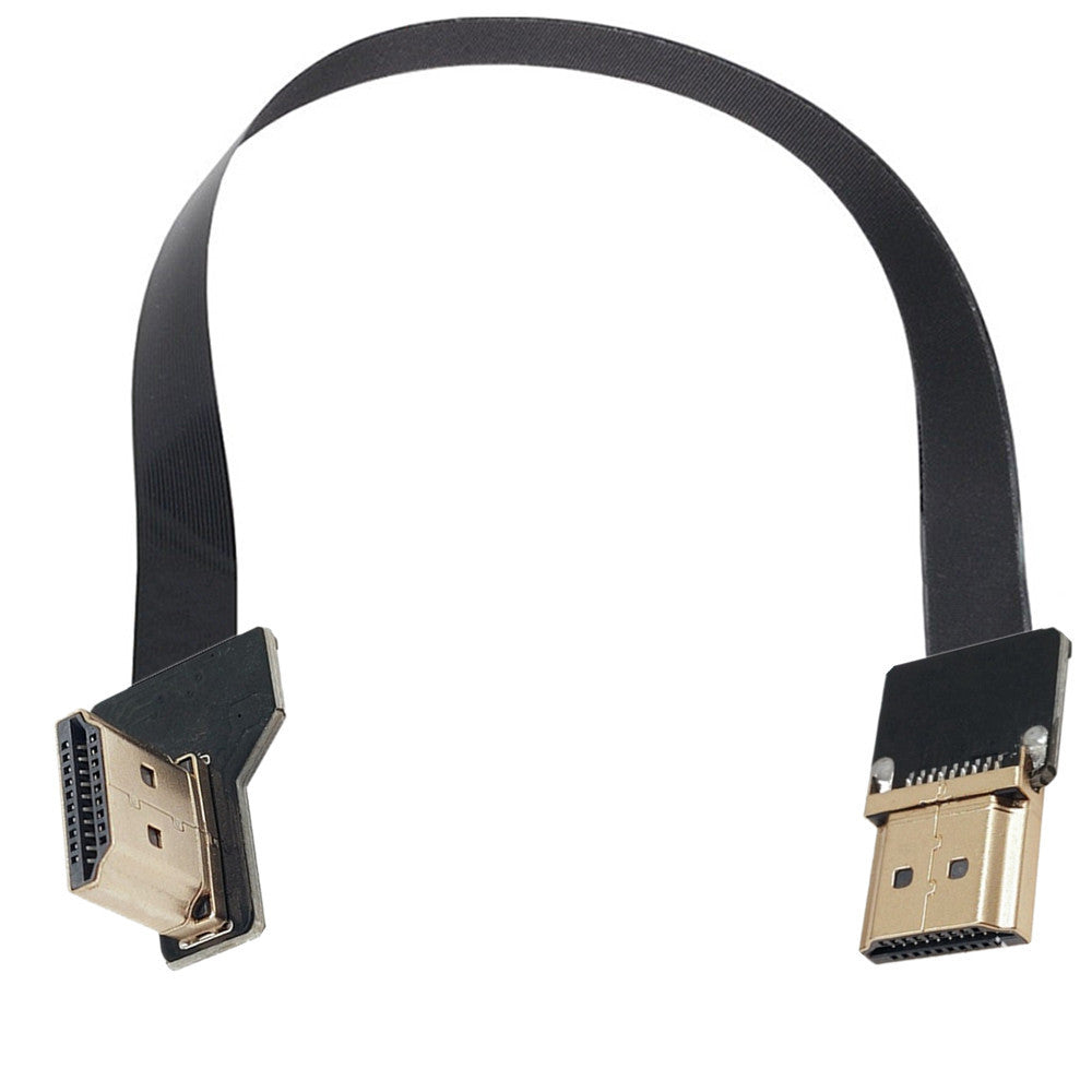 A black HDMI FPV cable with a standard HDMI male interface on both ends, designed for left angle connection.